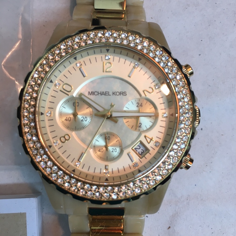 Michael Kors Chronograph Bracelet Watch-Gold & Tan